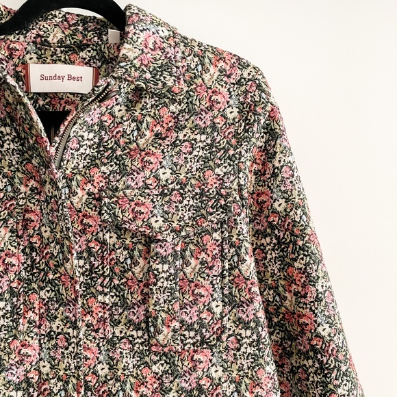 Aritzia Jackets & Blazers - Aritzia Sunday Best Pink Green Floral Tweed Jacket